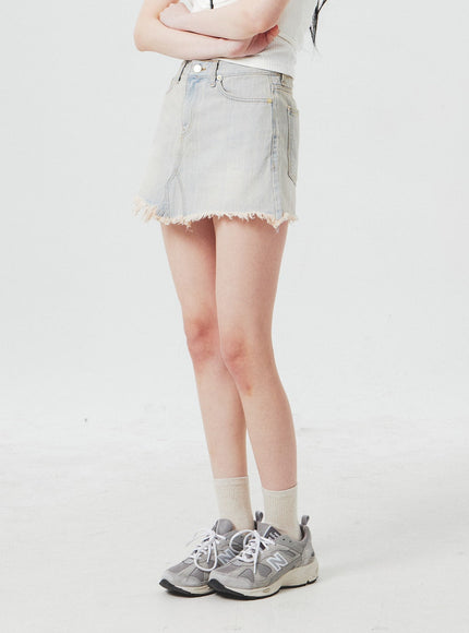 Ripped Denim Mini Skirt BA305