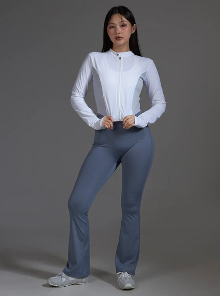 High-Waist Flared Leggings (Light Blue) IO517