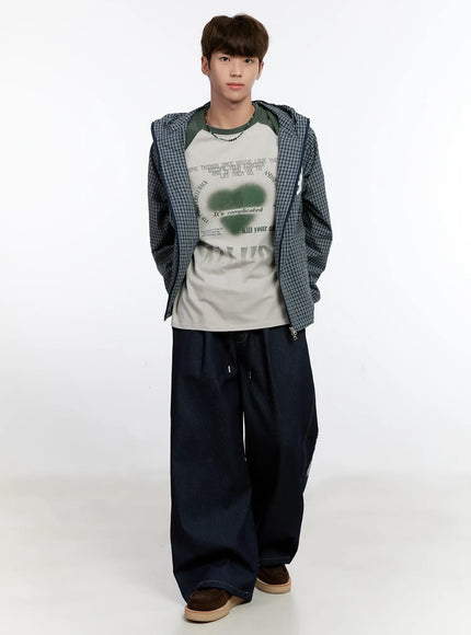 Men's Graphic Jeans (Dark Blue) IS529