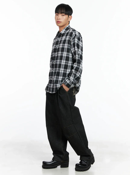Men's Pintuck Jeans (Black)  IN518