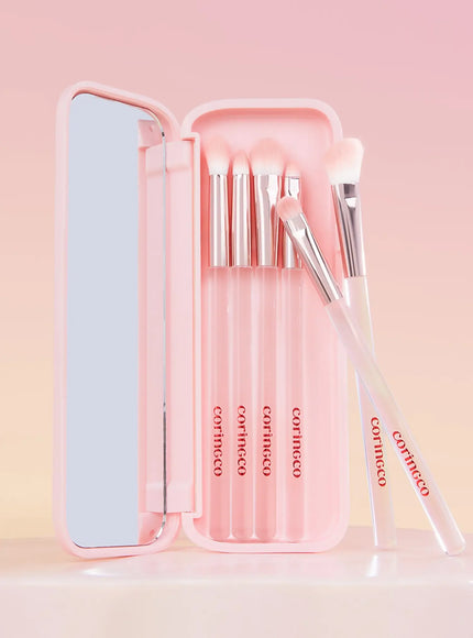 Pink Pocket Eye Brush Set