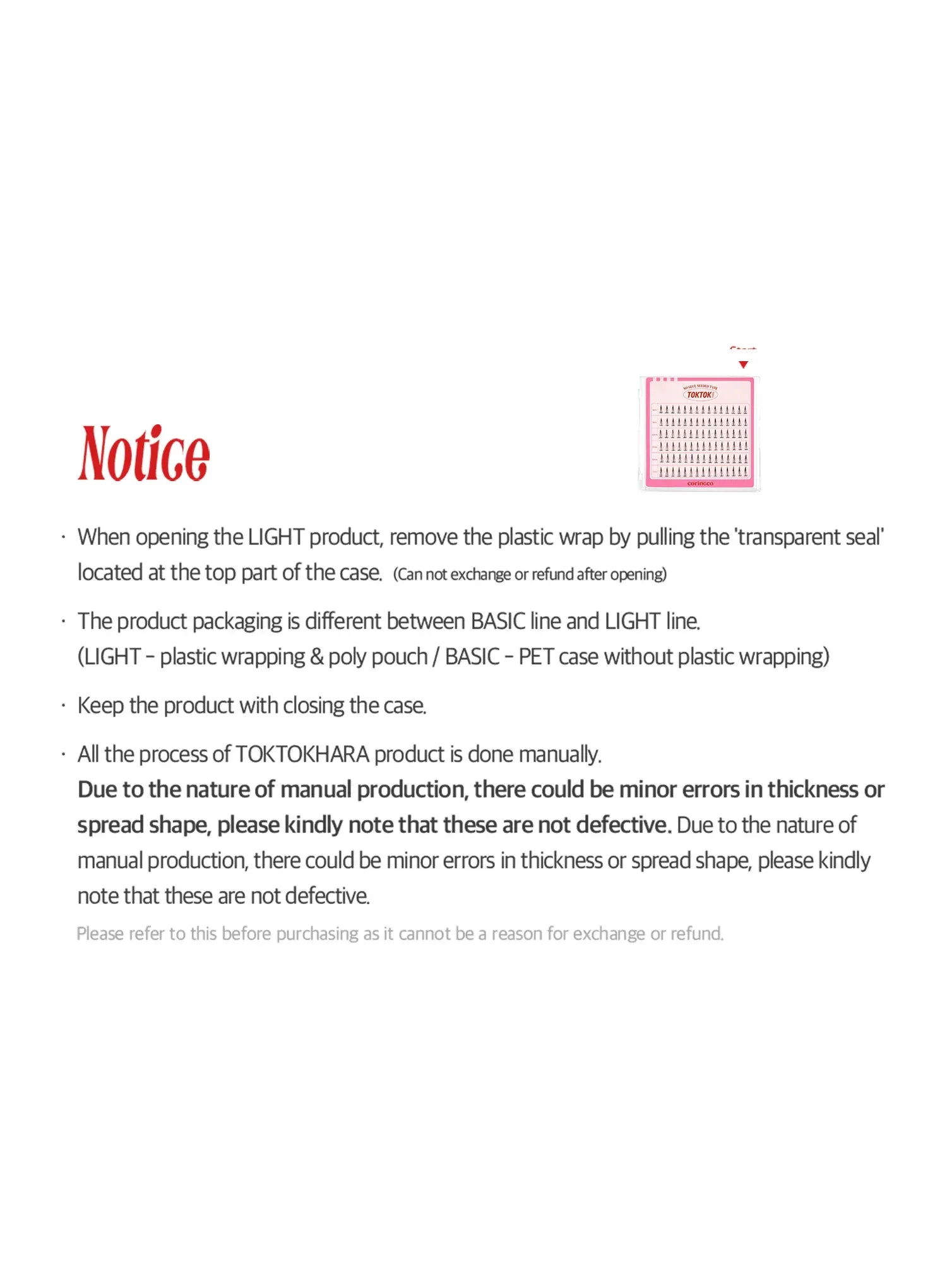 TOKTOKHARA No Glue Eyelash – Light (54pcs)