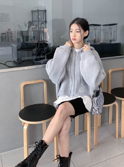 Hooded Zipper Knit Jacket CN17