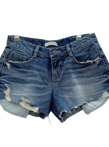 Mid Rise Distressed Mini Shorts K2302
