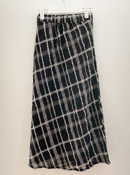 Checked Pattern Maxi Flare Skirt