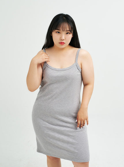 Plus Sleeveless Ribbed Midi Dress IY24