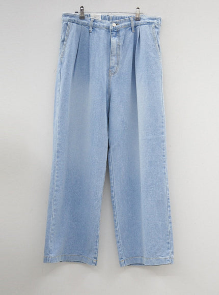 Plus Pintuck Wide Leg Denim Pants IY24