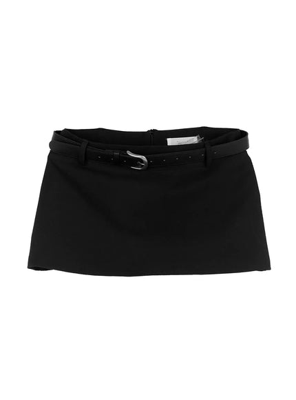 low-rise-belted-mini-skirt-co508 / Black