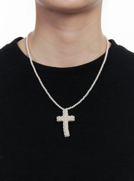 Pearl Cross Necklace IN514