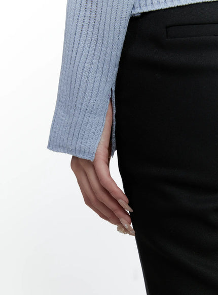 Asymmetrical Boat Neck Knit Top CD523