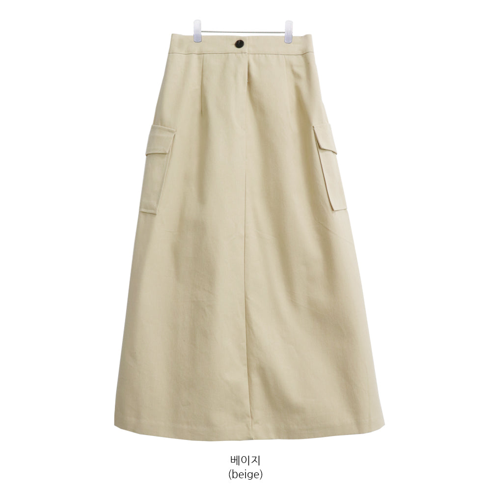 Simple High Waist Button Cargo Long Skirt CO05