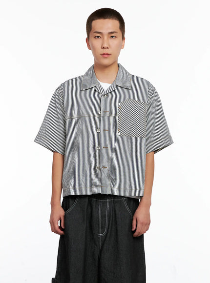 Men's Striped Cropped Jacket IG508