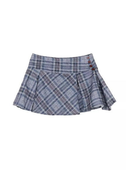 checkered-pleated-mini-skirt-is508