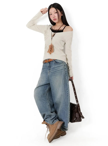 Two-Way Flower Ribbed Top IM509