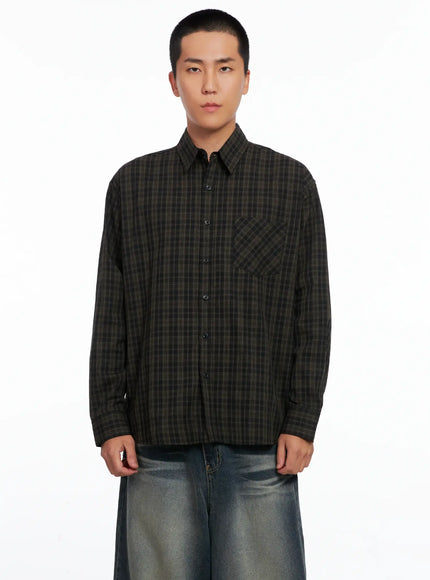 Men's Checkered Button Up Shirt IS510