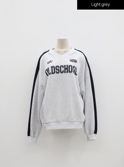 Plus Two Color V-Neck Sweatshirt IF317