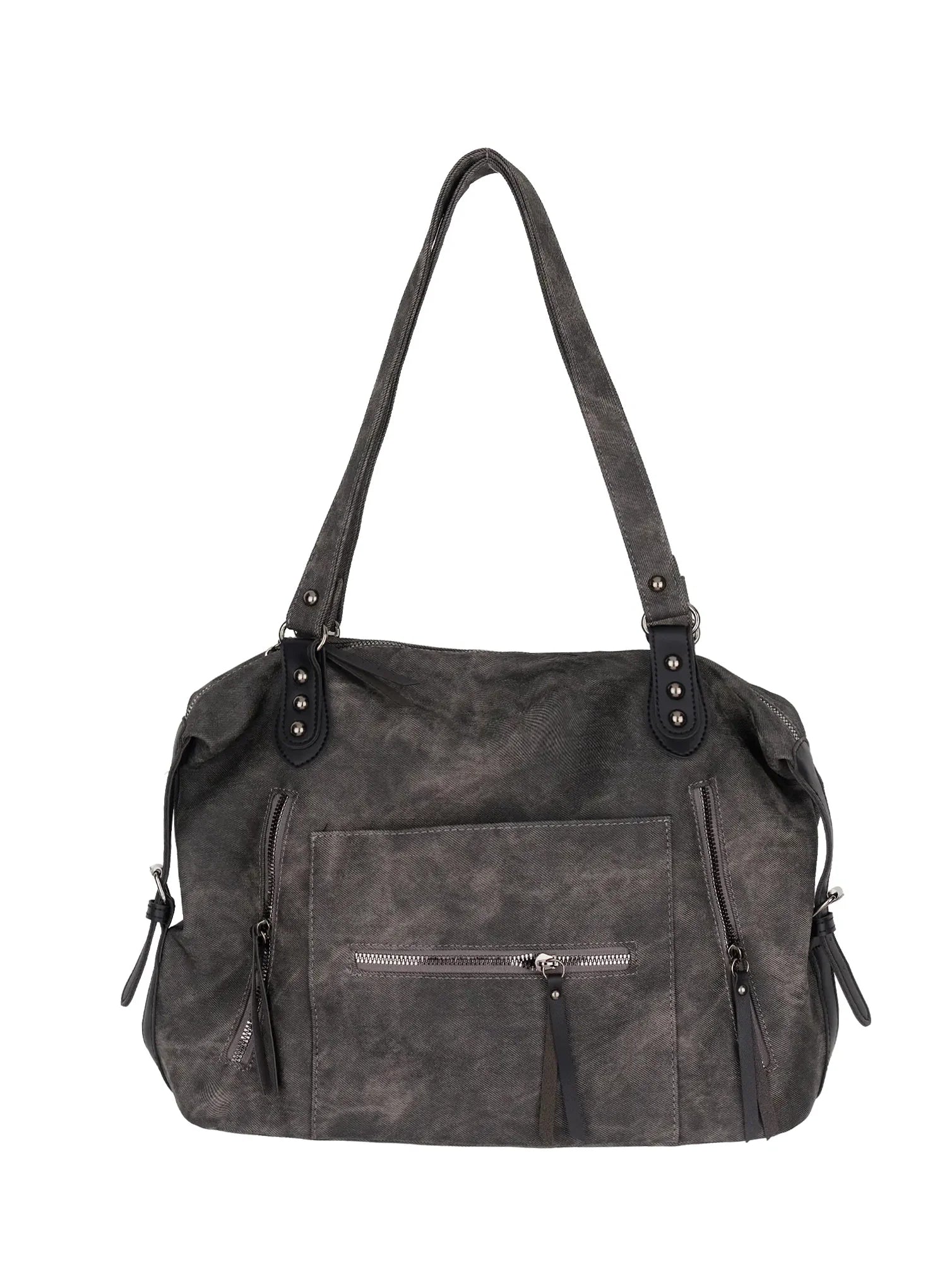 Vintage Leather Accent Shoulder Bag IM530