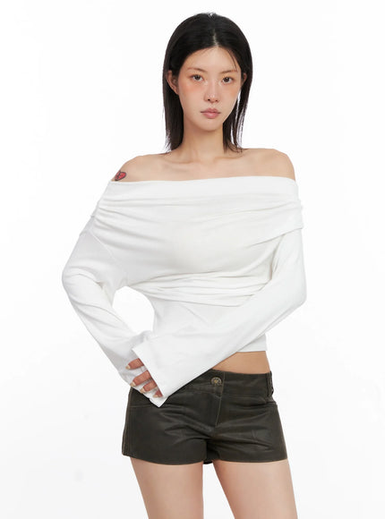 Draped Off Shoulder Top IS508