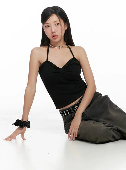 Halter Neck Cropped Tank Top IG527