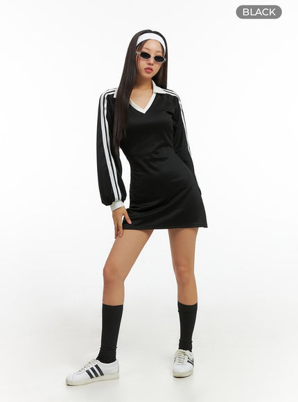 v-neck-collared-stripe-mini-dress-is402