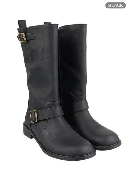 buckle-faux-leather-boots-il419