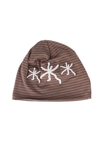 mens-striped-floral-beanie-il515 / Beige