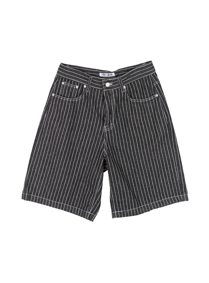 mens-pinstripe-shorts-il514 / Black