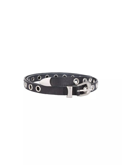 mens-slim-eyelet-grommet-belt-il516 / Black