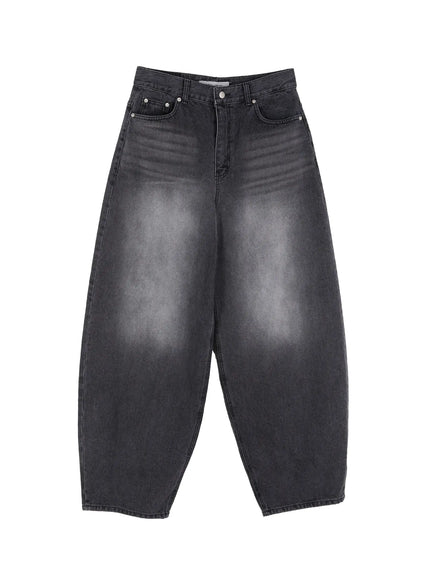 mens-wide-balloon-fit-denim-jeans-il514 / Black
