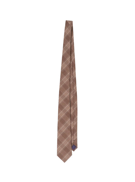 mens-casual-glen-plaid-print-tie-il514 / Brown