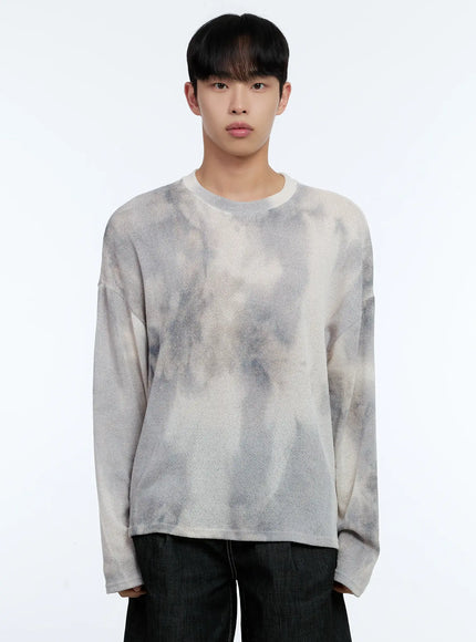 mens-galaxy-gradient-knit-long-sleeve-tee-il517 / Light beige