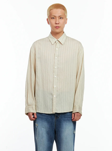 Men's Linen Button-Up Shirt IL514