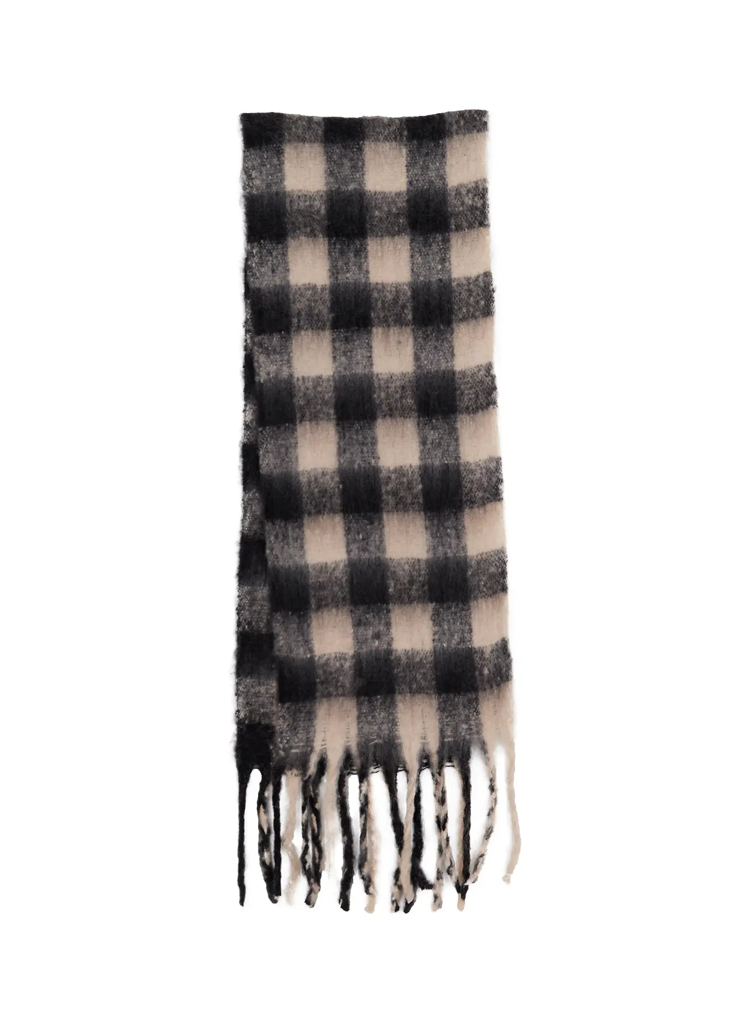 gingham-check-scarf-in513 / Light beige