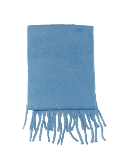fringed-solid-scarf-in513 / Light blue