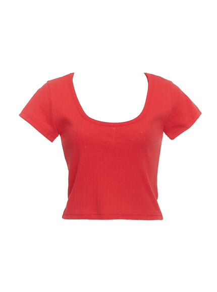 cotton-casual-scoop-tee-ic503 / Red