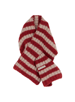 striped-knit-scarf-in513 / Red