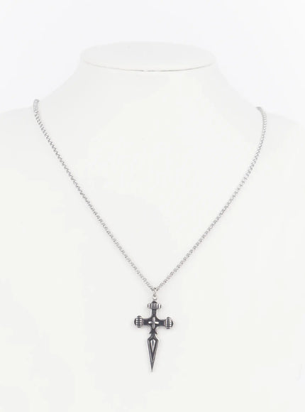 mens-cross-chain-necklace-is502 / Silver