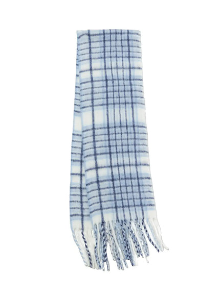 plaid-scarf-in513 / White