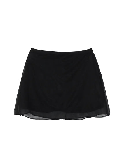 Sheer Chiffon Mini Skirt IS516