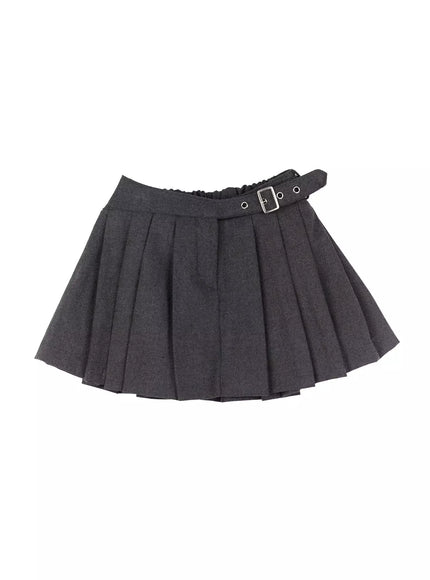 Chic Gray Pleated Mini Skirt IN514