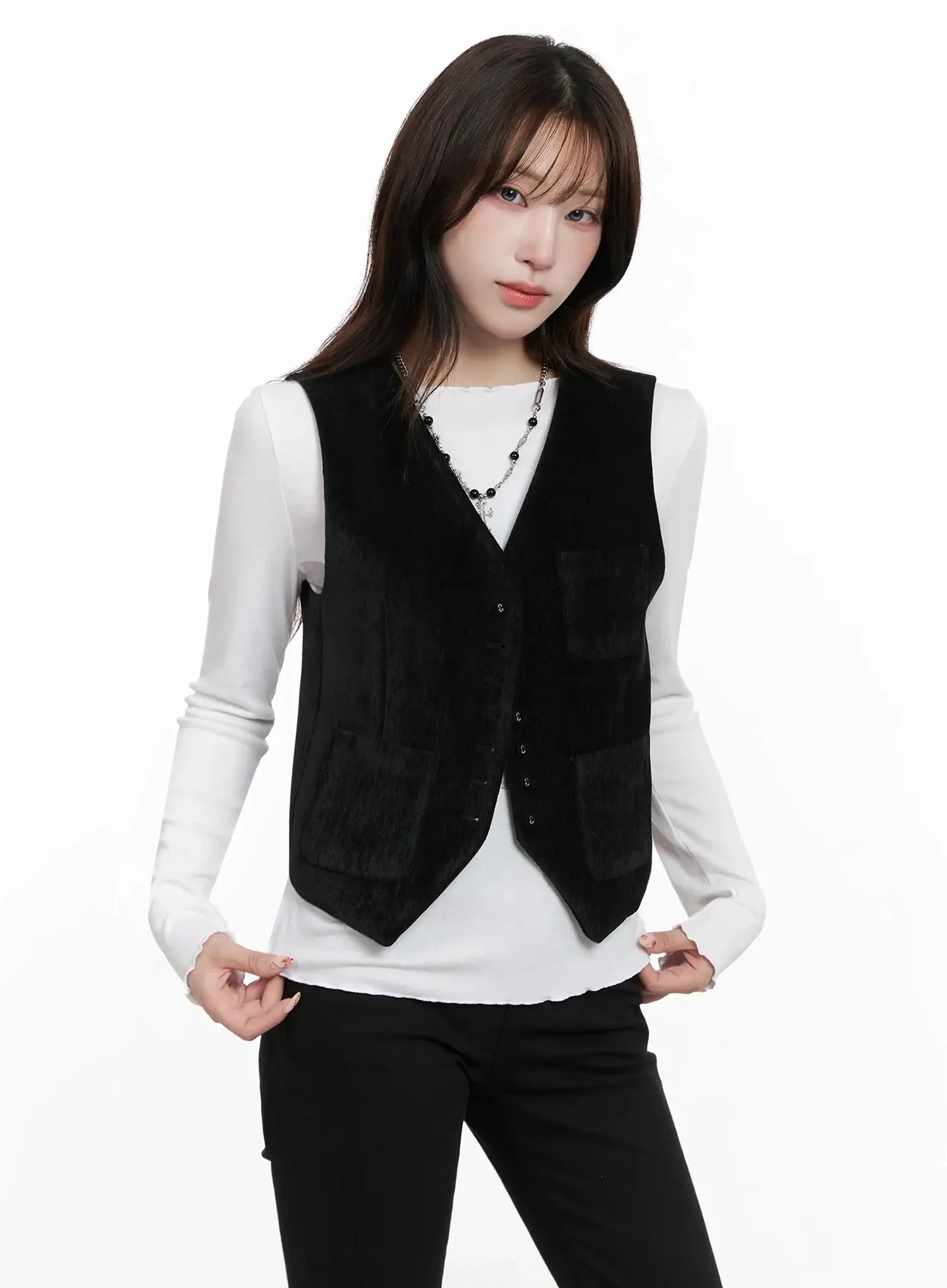 Velvet Buttoned Vest IN514