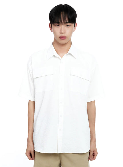 Men's Casual Crinkle Texture Shirt IG520