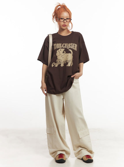 Golden Pup Graphic Oversize T-Shirt IM528