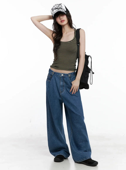 Striped U-Neck Tank Top IL528