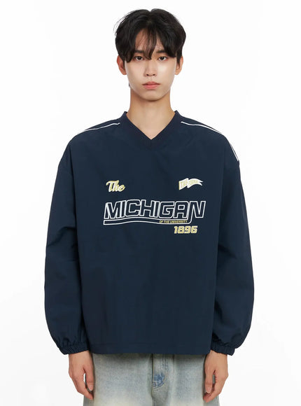 mens-v-neck-lettering-windbreak-pullover-io517