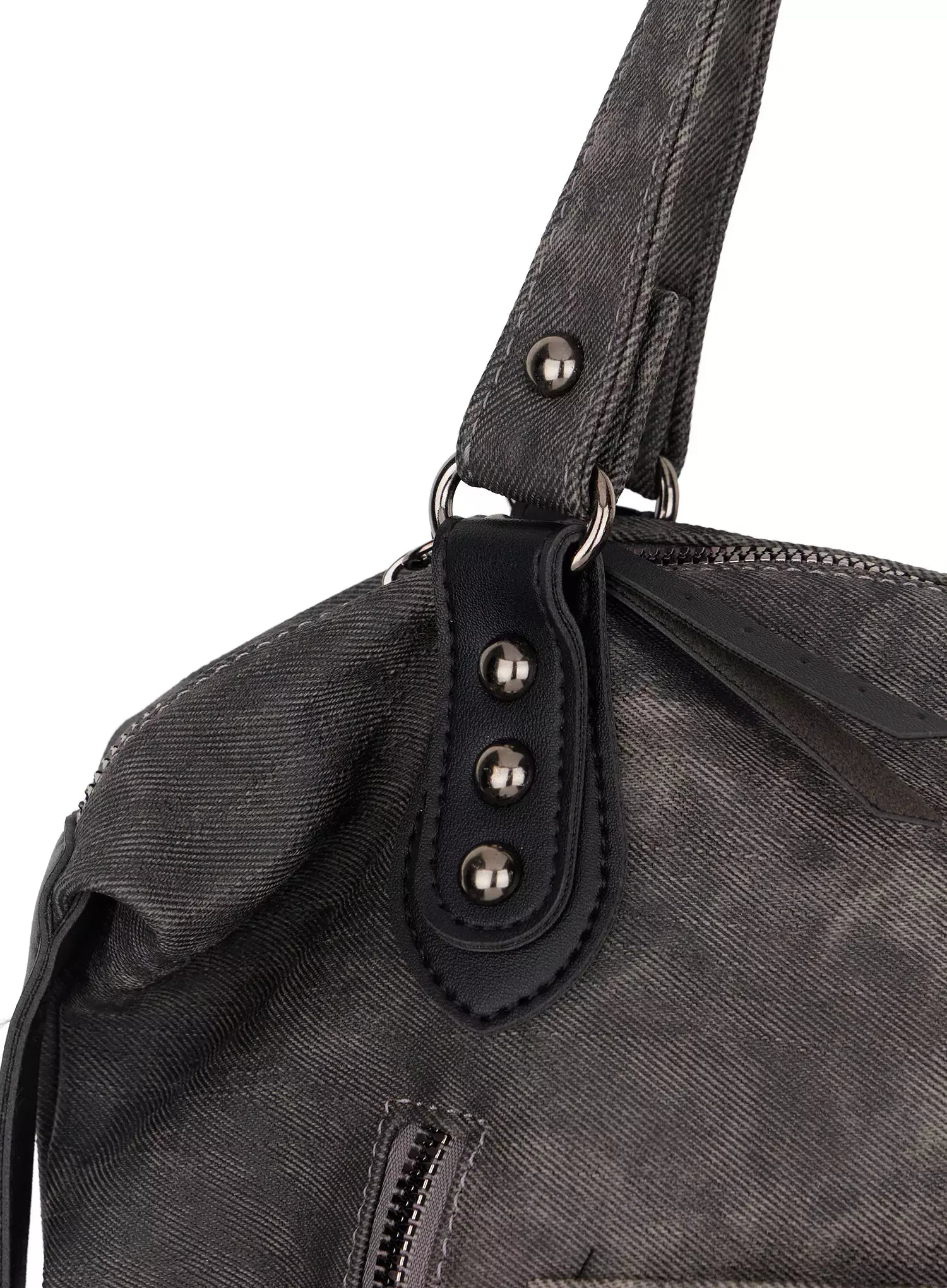 Vintage Leather Accent Shoulder Bag IM530