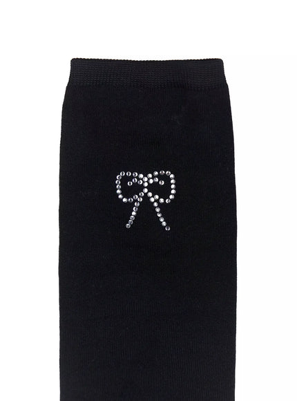 Rhinestone Heart Knee-High Socks IL531