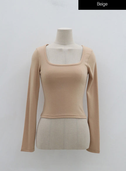 Square Neck Crop Long Sleeve T-Shirt IS05