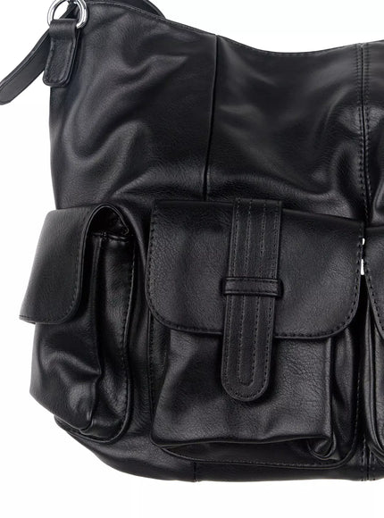 Faux Leather Two-Pocket Shoulder Bag IF505