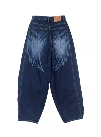 Sohee Angel Wing Print Wide-Leg Jeans IG508